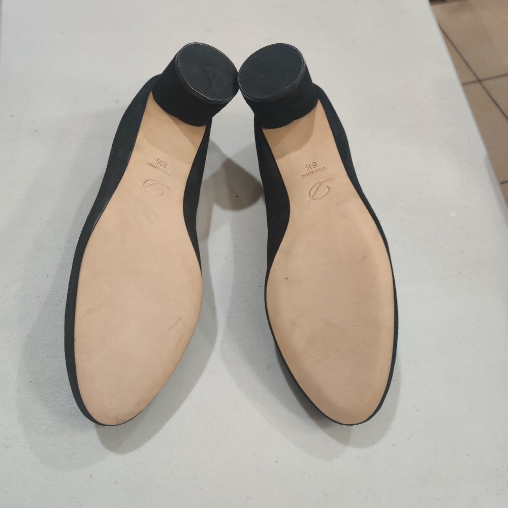 Delman Black Suede Heels NEW - Picture 5 of 16